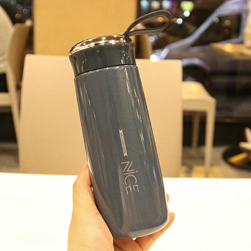 不鏽鋼保溫杯 高檔男女士不鏽鋼保溫杯情侶簡約韓版便攜喝茶杯學生車載禮品杯子『XY27304』