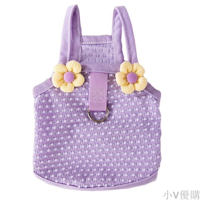 ✨韓版清新公主風立體小花牽引吊帶✨ 貓咪兩腳寵物 泰迪衣服 狗狗衣服 薄款背心 貓衣服 小狗背心 寵物防曬衣 防掉毛