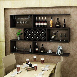 壁掛置物架 包郵簡約現代懸掛式紅酒櫃酒杯架墻上置物架創意新品餐廳廚物訂做-快速出貨