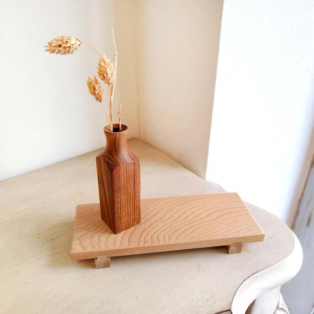 阿奇木器x覓品竹北手作店-小口徑木製花器/花瓶-柚木+檜木