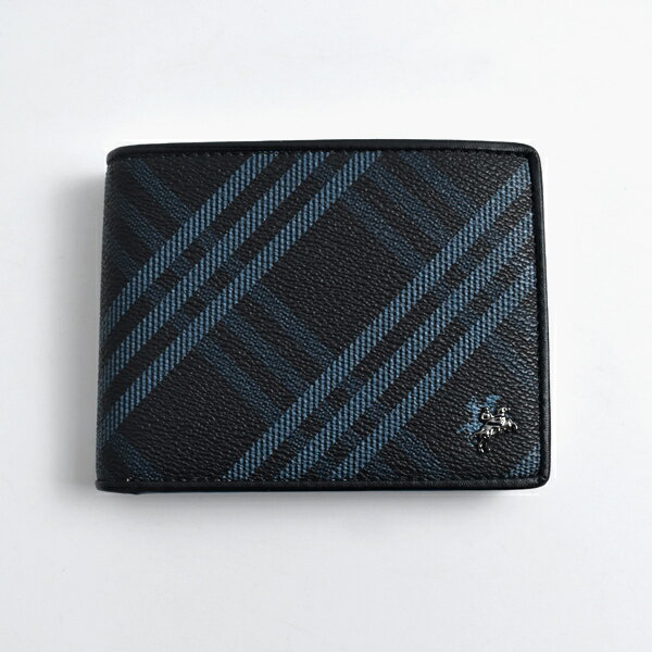 真皮短夾 黑藍格騎馬LOGO加長皮夾【NWA69】