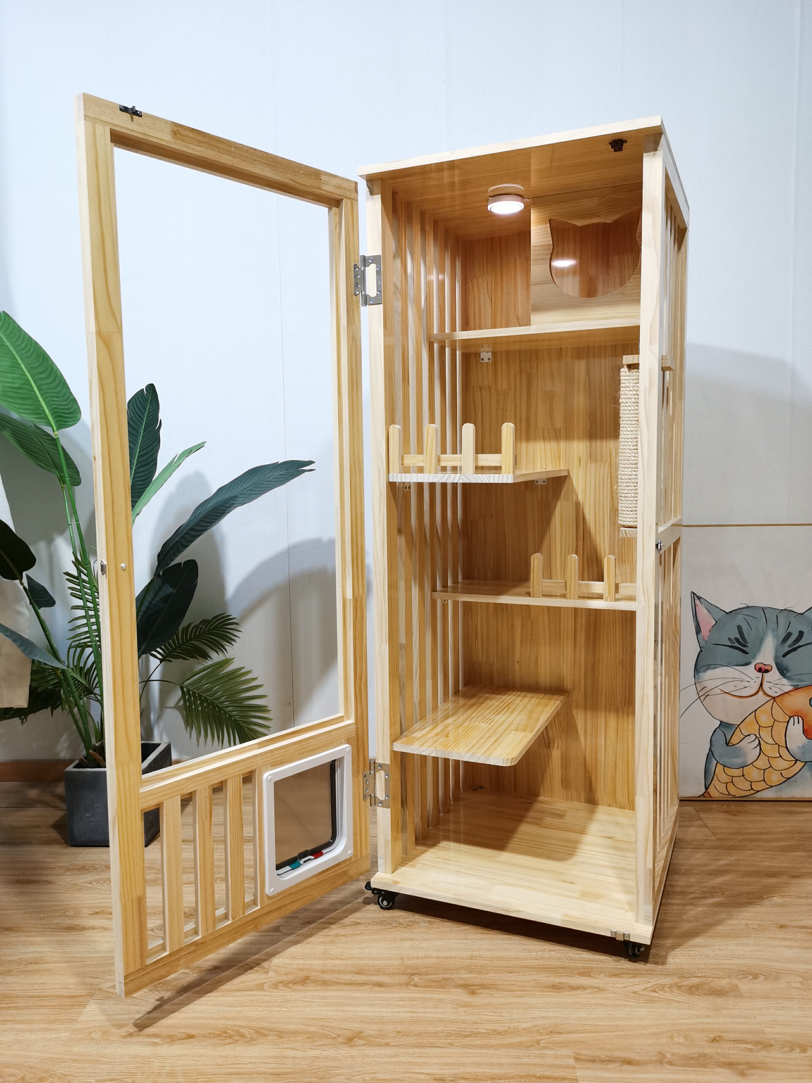 【台灣現貨】防水實木貓櫃 貓籠 貓籠子 豪華貓別墅 貓屋 貓房子 大貓籠籠子 室內貓房 貓公寓貓舍 7