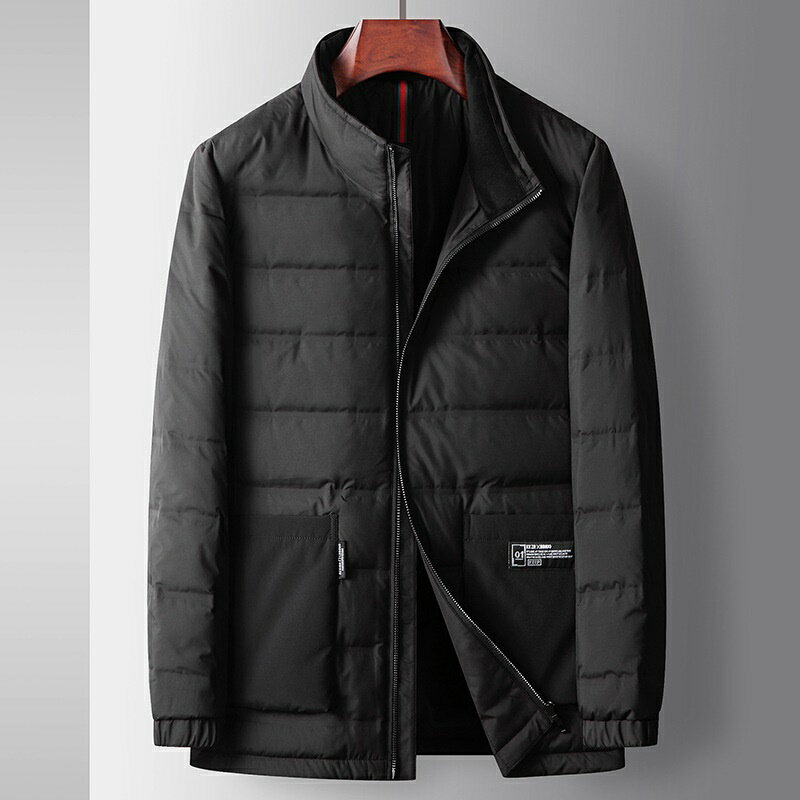 【巴黎精品】現貨+預購 真羽絨90%鴨絨羽絨外套羽絨衣夾克-保暖沉穩優雅隨性有型男外套黑色a1ix66