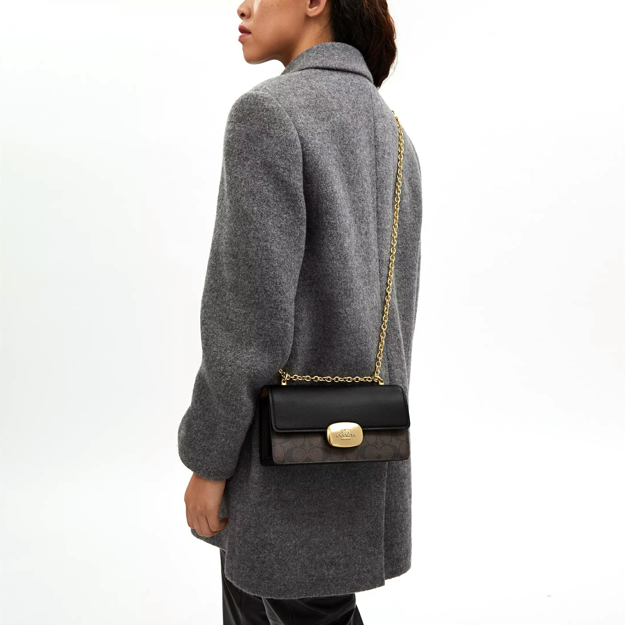 精選★COACH Eliza 23 經典老花包蓋式不可拆卸肩帶 中號鏈條包小方包單肩斜跨包 斜背包 CP009(預購)~【夏日美包★菲尼斯 國際精品↘3折起】 4