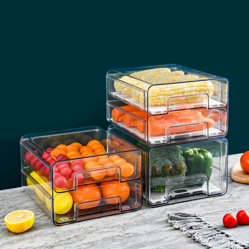 廚房冰箱收納盒抽屜式保鮮盒冰箱專用食品水果雞蛋蔥姜蒜整理儲物