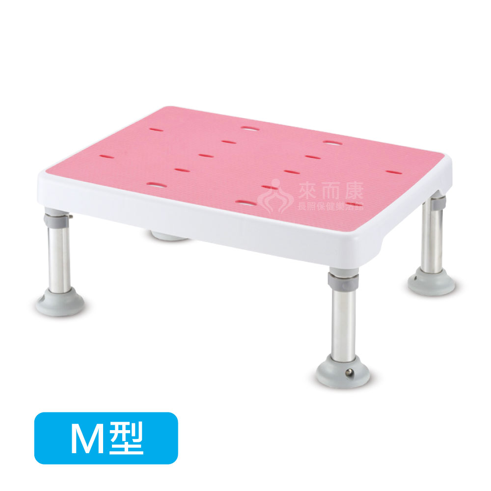<br/><br/>  18921 Richell 浴室用 可調式 不銹鋼 防滑椅凳 M型 粉紅色<br/><br/>