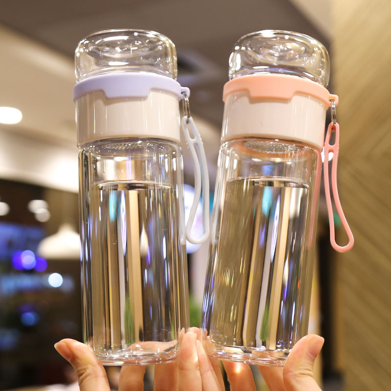 茶水分離雙層玻璃杯茶杯個人專用水杯帶過濾網隔熱透明女男士便攜