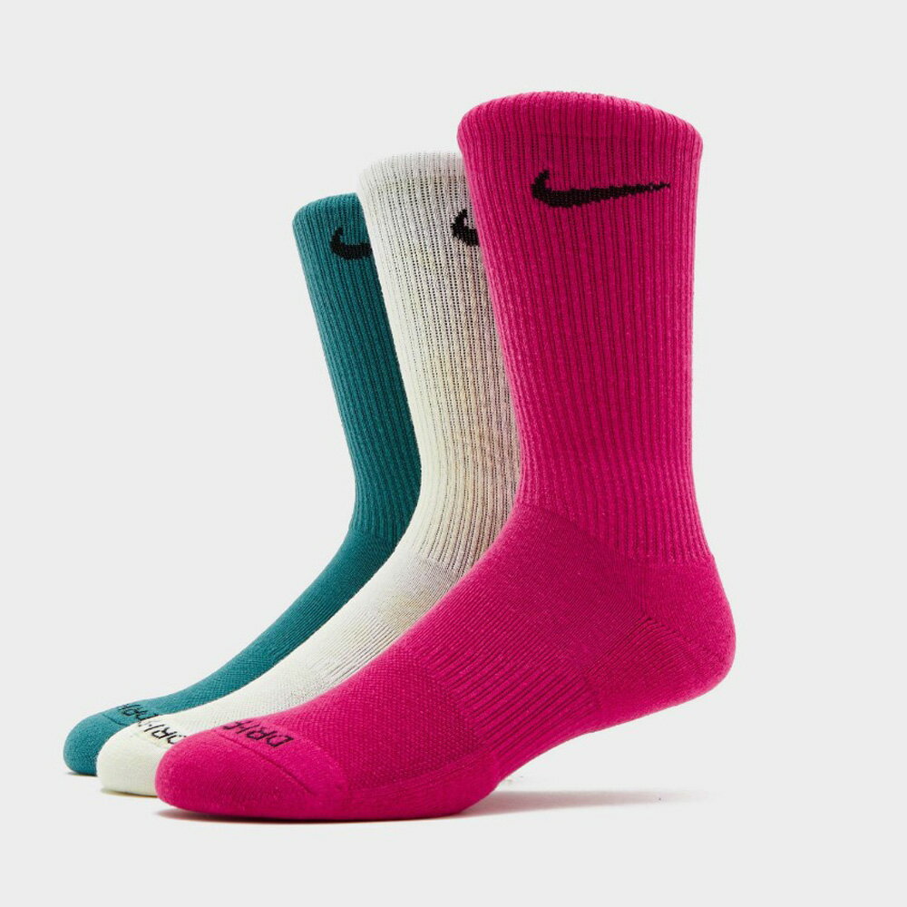 【滿千折百】NIKE 長襪 EVERYDAY PLUS 黃粉綠 中高筒 三色一組 襪子 FB9948-904