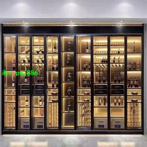 不銹鋼恒溫酒柜設計簡約高檔紅酒架奢華酒窖高級展示柜紅酒柜