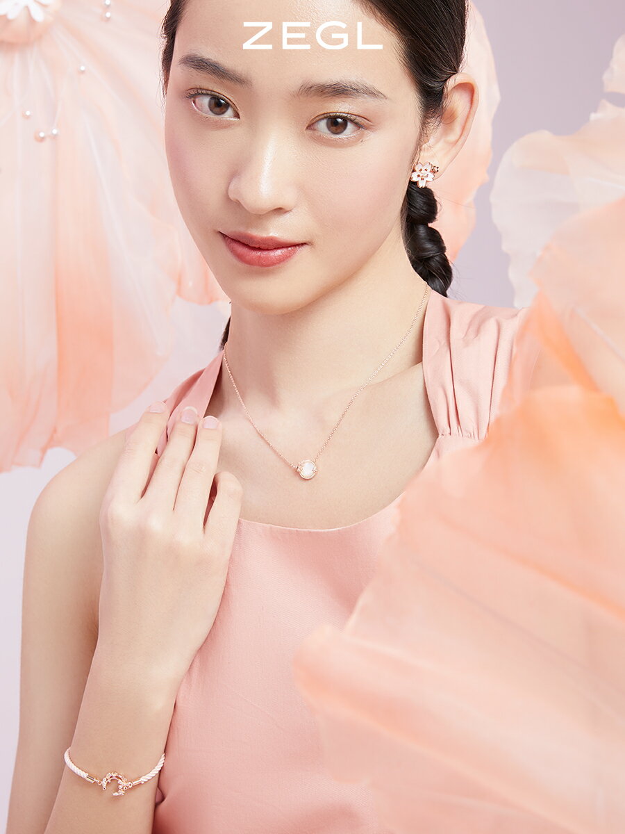 ZEGL設計師春日櫻花系列925純銀花朵項鏈女輕奢小眾鎖骨鏈配飾品