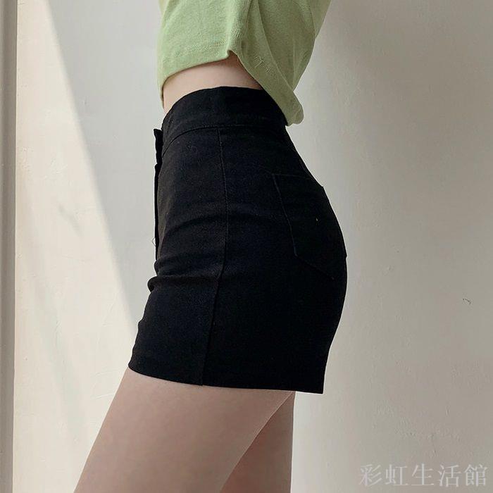 黑色短褲韓版高腰顯瘦緊身牛仔彈力性感短褲消失款打底熱褲女夏潮