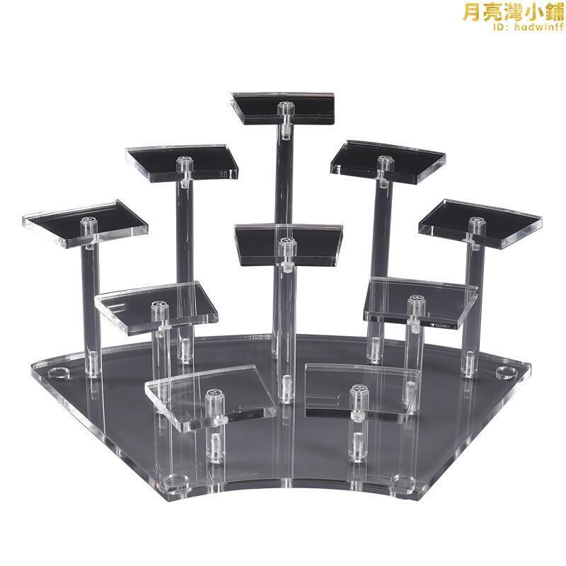 壓克力展示架扇形階梯公仔模型盲盒展架娃娃玩具擺放收納盒陳列架