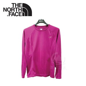 【The North Face 女 FlashDry 保暖圓領衫《紫紅》】CL78/休閒/戶外/長袖上衣