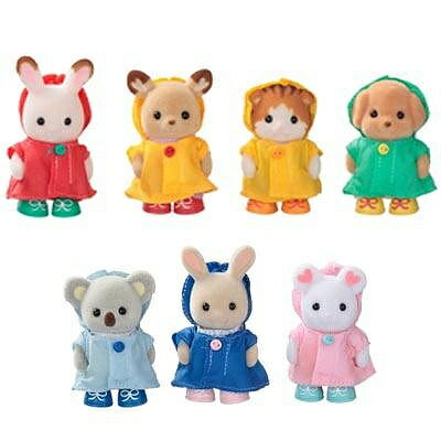 正品 森林家族森貝兒家族會員限定 雨衣變裝玩偶 女孩過家家玩具