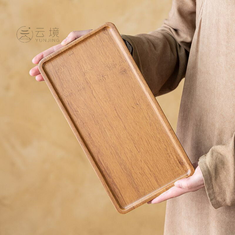 簡約楠竹幹泡臺茶盤家用客廳茶室單獨小型竹製創意小託盤