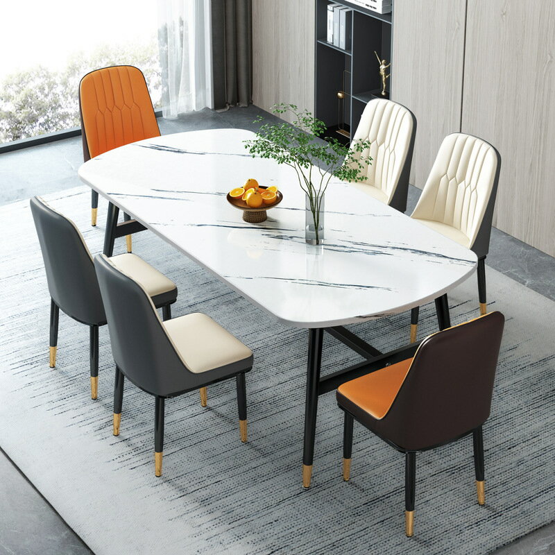 椅子 餐桌 輕奢餐桌家用小戶型現代簡約長方形吃飯桌子仿巖板北歐餐桌椅組合