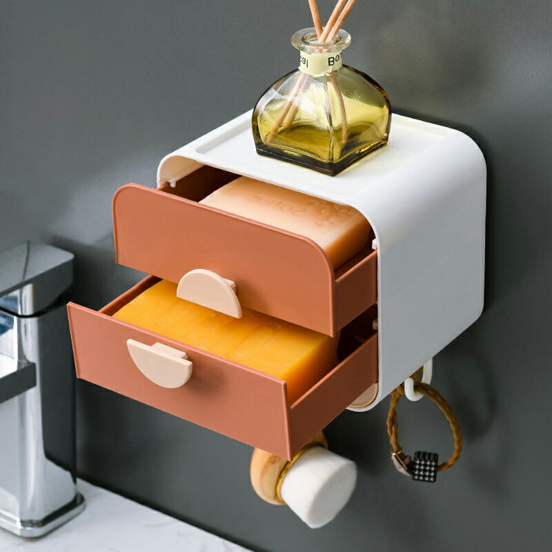 肥皂盒免打孔吸盤雙層壁掛肥皂盒架創意瀝水收納衛生間香皂盒帶蓋