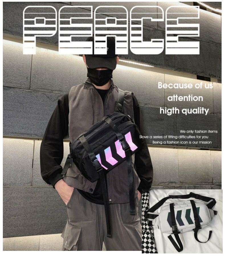 ㊣木村井泓 街頭反光肩背腰包 側背包 單肩包 斜背包 (C632)