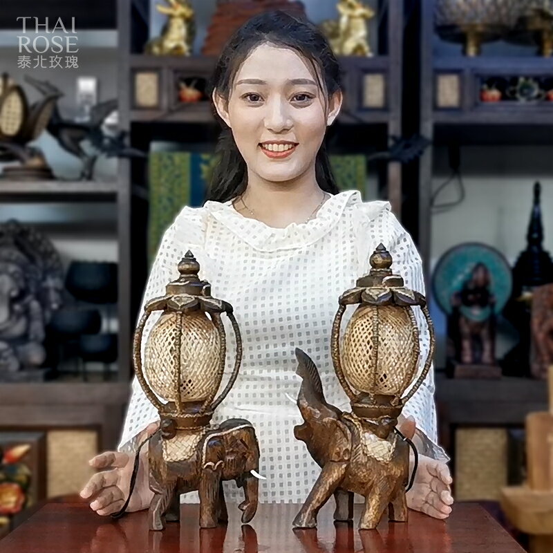 泰國實木質大象小臺燈現代時尚東南亞風格燈具創意個性臥室床頭燈
