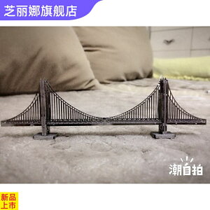 芝3D金屬拼圖仿真名橋拼裝橋梁模型合金手工 金門大橋倫敦塔橋