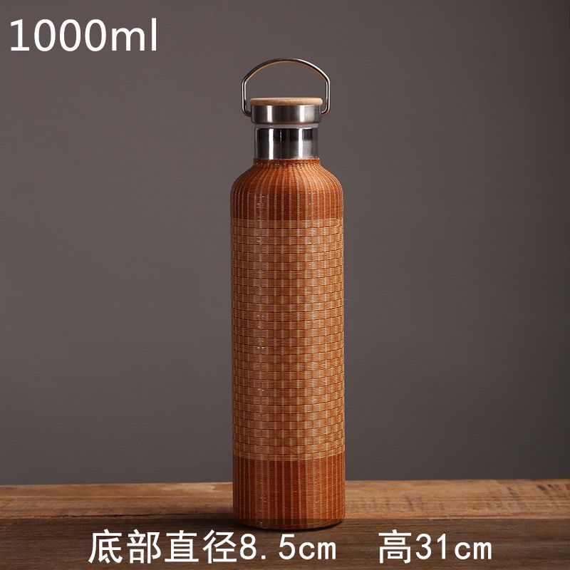 限時下殺！免運 保溫壺 水壺 保溫杯 水杯 熱水瓶 竹絲竹編熱水瓶保溫壺保溫杯304不銹鋼大小號便攜戶外旅行茶具 八折減免 可開發票 特價出