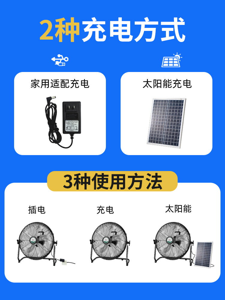 {可打統編 保固一年}18寸充電風扇超長續航大風力太陽能戶外大電池便攜式大功率趴地扇 3