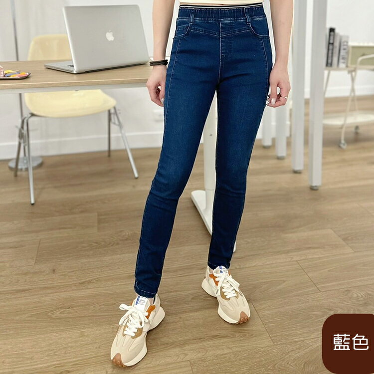 超修飾織帶牛仔褲(M-3L)    【B370325】