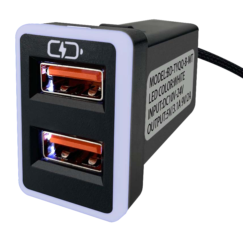 TOYOTA豐田崁入式車充 中型款雙USB 免挖孔3.0快充「附翹棒」 0