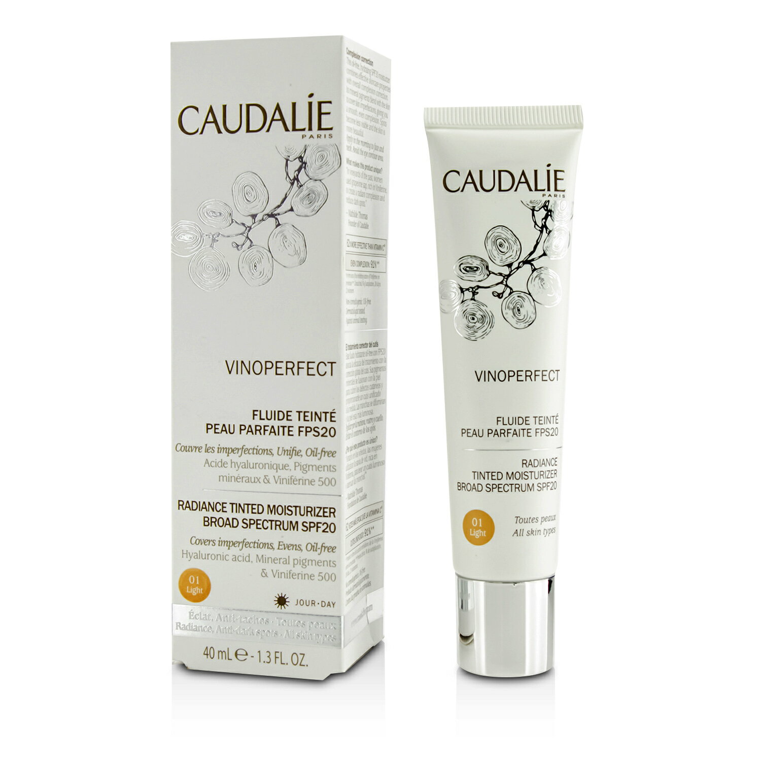 歐緹麗 Caudalie - 葡萄蔓光感調色日霜SPF20 Vinoperfect Radiance Tinted Moisturizer Broad Spectrum SPF 20 - #01 Light
