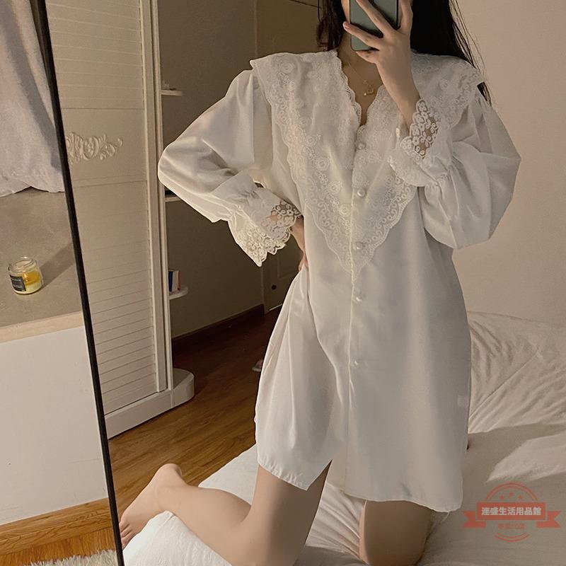 很仙的睡衣女春秋款性感純欲宮廷公主風睡裙甜美華爾棉長袖家居服