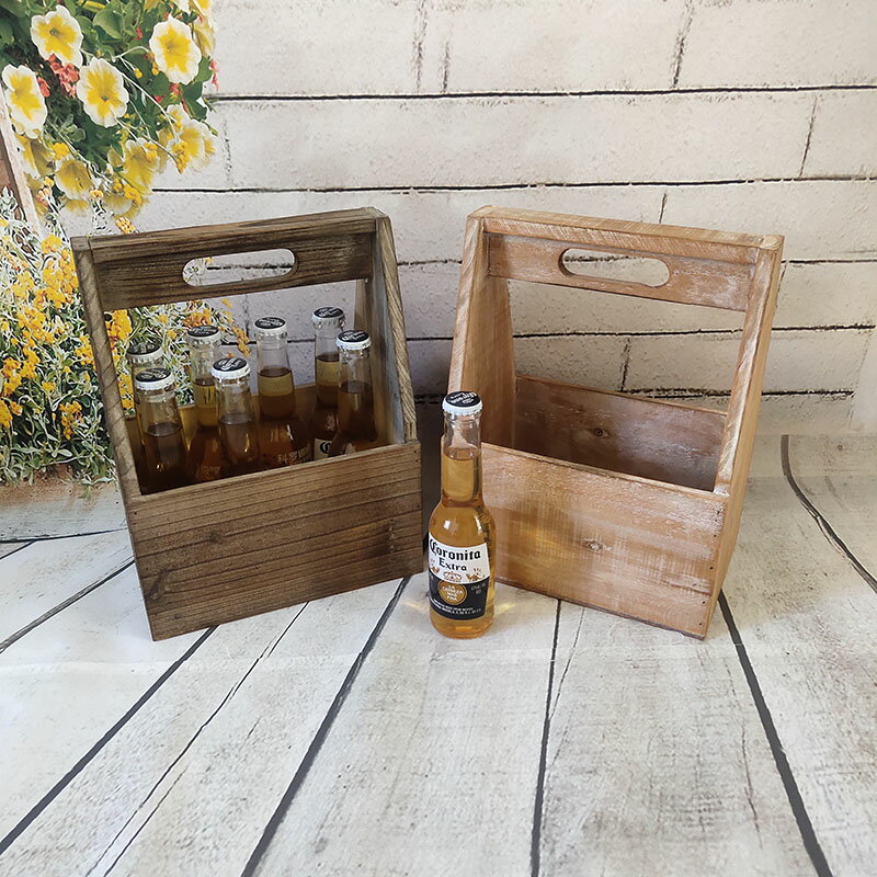 小木盒雜物桌面收納木箱復古攝影道具實木古風裝飾酒吧擺件啤酒箱