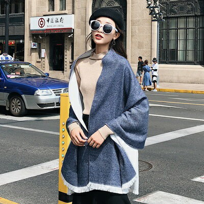 圍巾仿羊絨披肩-雙面純色時尚百搭女配件9色73ub17【獨家進口】【米蘭精品】