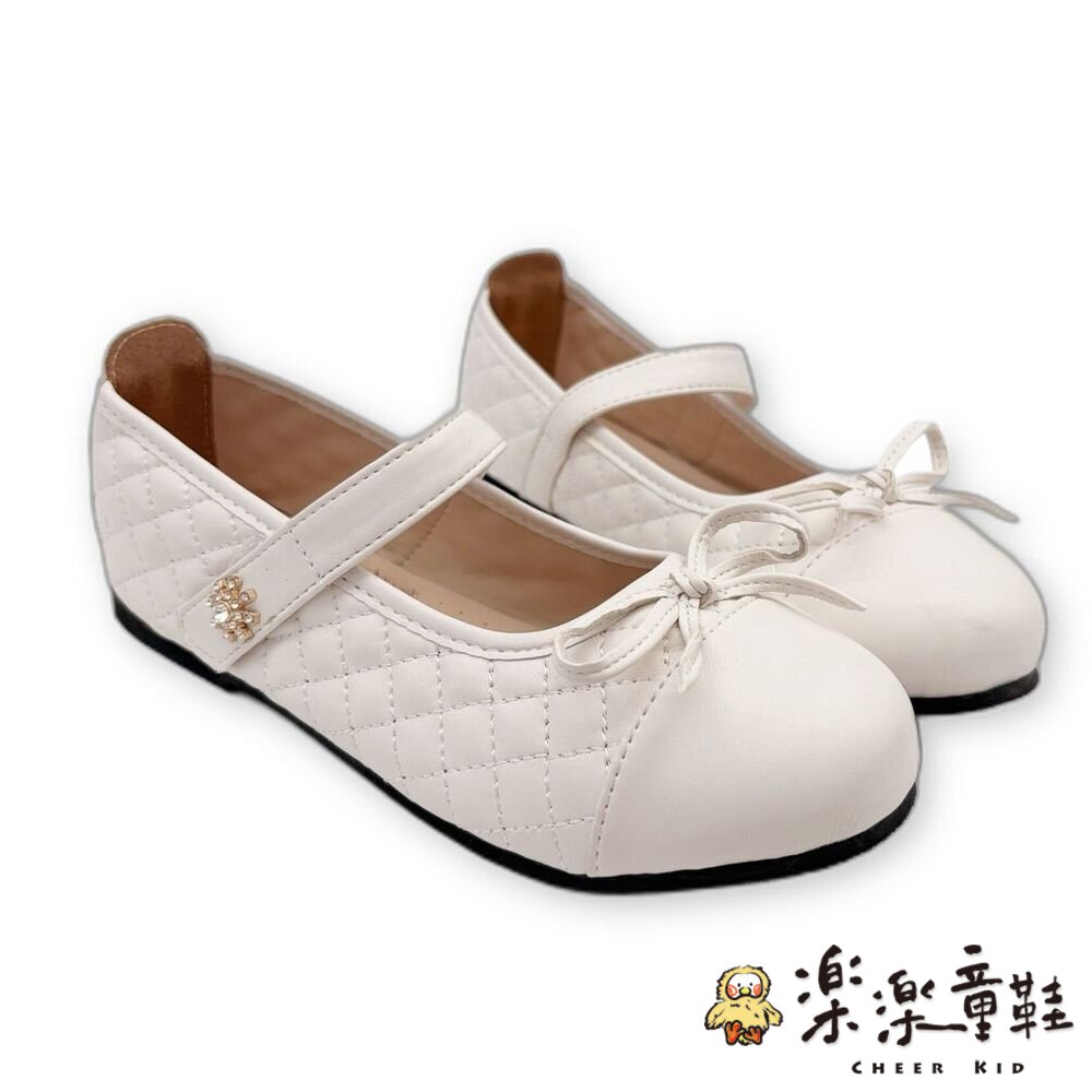 菱格鑽花公主鞋-白色 - 女童鞋 皮鞋 娃娃鞋 大童鞋 親子鞋 花童鞋
