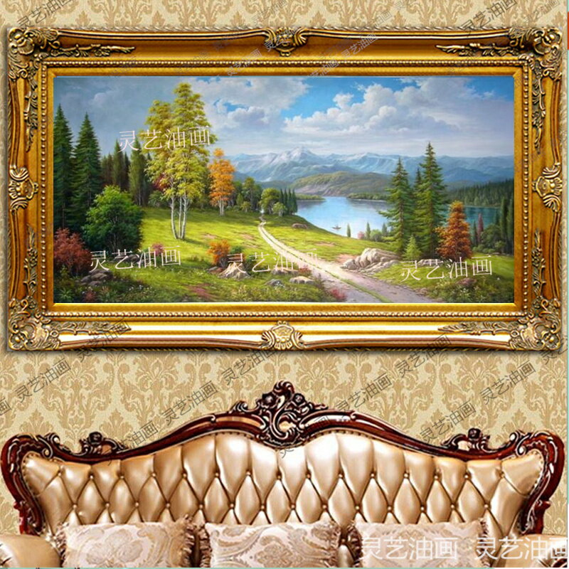 純手繪歐式古典風景山水油畫客廳沙發背景餐廳玄關裝飾掛畫