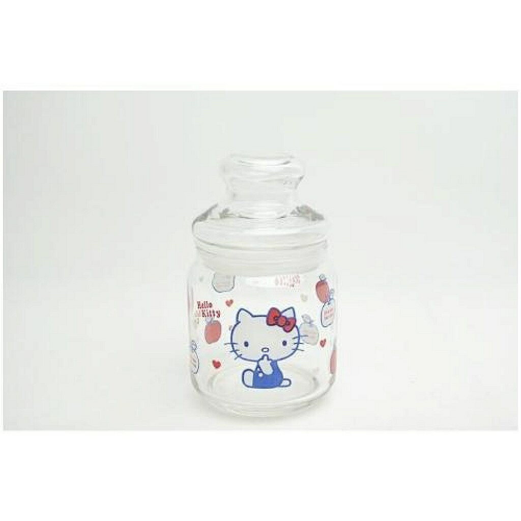 【震撼精品百貨】凱蒂貓 Hello Kitty 日本SANRIO三麗鷗 KITTY 玻璃密封罐/收納罐(蘋果/500ML)#03818 震撼日式精品百貨