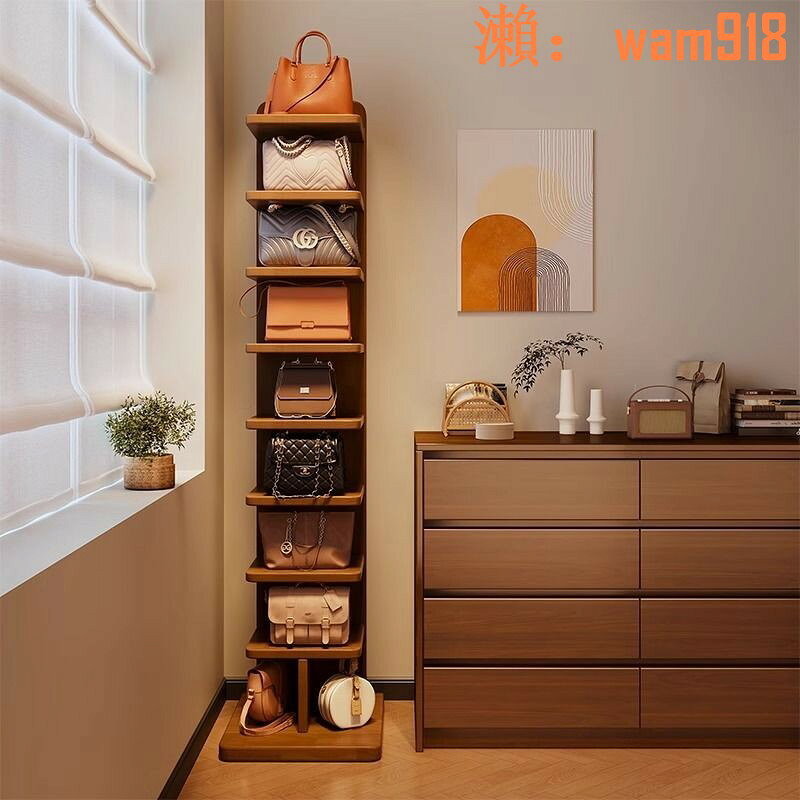 【店長推薦】全實木橡膠木隱形書架落地置物架子多層角落立式家用收納架窄書櫃