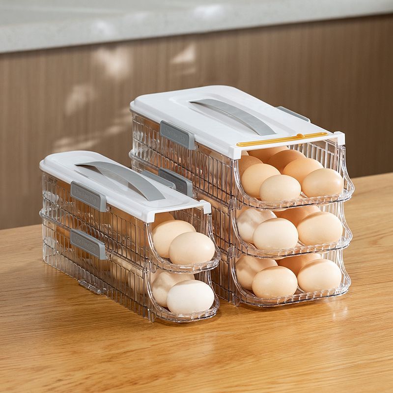 雞蛋收納盒多層收納筐雞蛋保鮮盒冰箱專用側門滾動自動補位