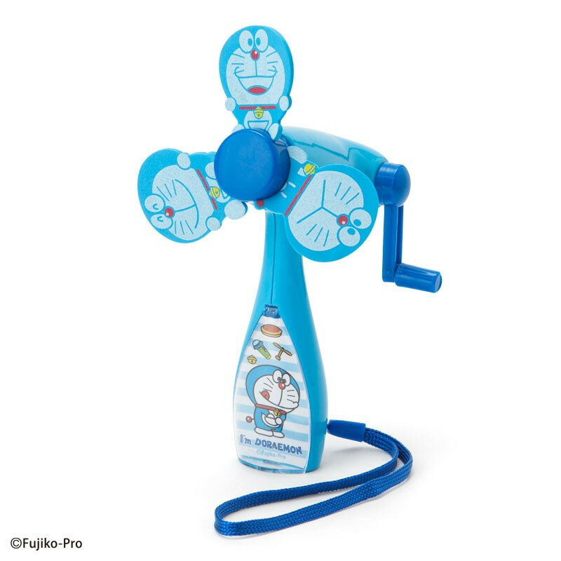 小叮噹手動風扇 造型葉扇 藍色 輕巧 哆啦A夢 日貨 正版授權J00030310