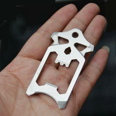 創意骷髏頭加厚不銹鋼萬能工具卡開瓶器EDC戶外多功能口袋小工具