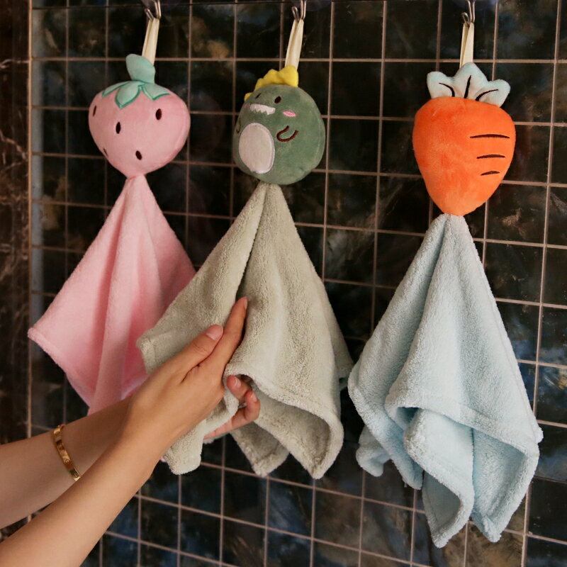可愛韓國吸水掛式擦手巾北歐創意卡通廚房插手衛生間毛巾搽布加厚