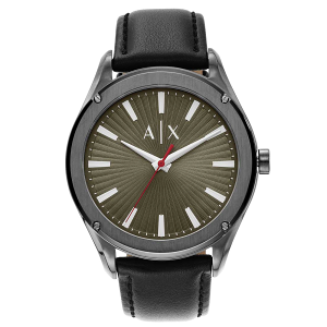 ARMANI EXCHANGE 男錶 手錶 43mm 黑色真皮皮帶 男錶 手錶 腕錶 AX2806(現貨)▶指定Outlet商品5折起☆現貨