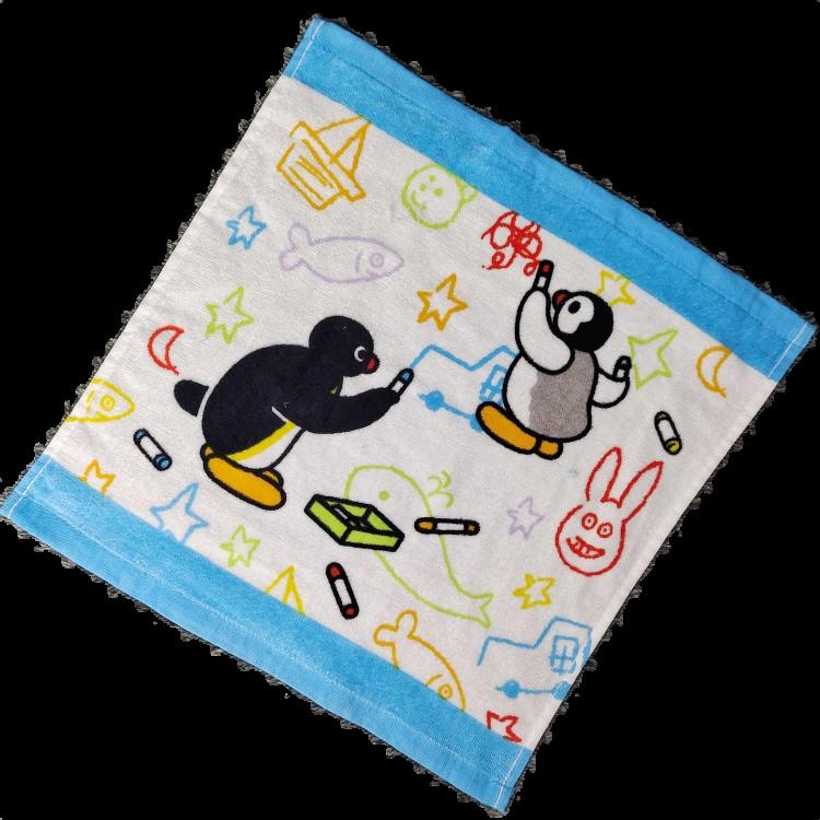 pingu企鵝卡通韓版方巾手帕四方毛巾擦手巾洗臉巾軟吸水純棉日單