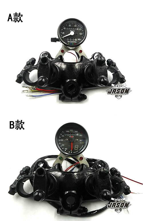 復古摩托車改裝中置儀表GN250儀表總成帶檔顯油量遠光轉向里程表