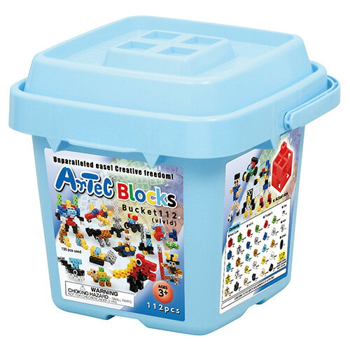 《日本 Artec》彩色積木 收納積木桶(112塊) 東喬精品百貨