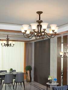 美式吊燈客廳燈鄉村復古臥室餐廳簡約現代懷舊鐵藝家用復式樓燈具