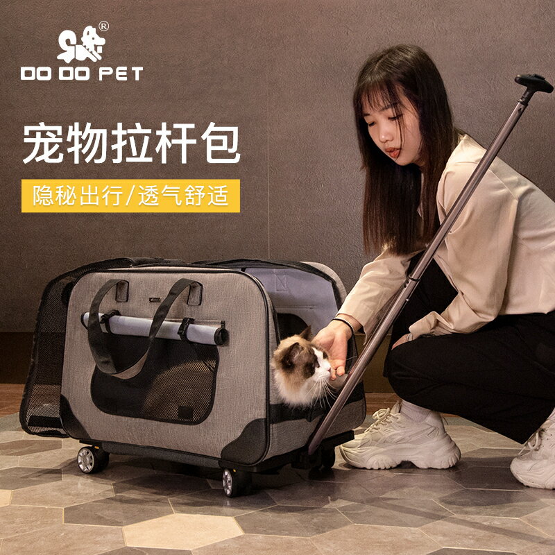 寵物拉桿箱狗狗代步車貓咪隱蔽外出便攜推車大號貓包大容量旅行箱【淘夢屋】