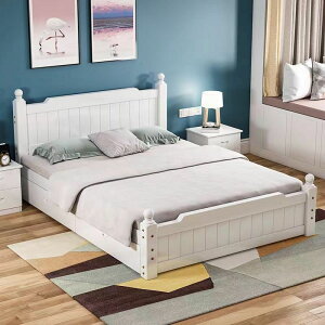 優樂悅~實木床1.5米家用雙人床成人主臥木床1.8米簡易床1單人床工廠直銷