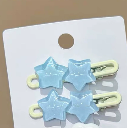 【台灣現貨】時尚配件 髮飾 髮夾 鯊魚夾 大嘴夾 邊夾  可愛雲朵星星髮夾多巴胺少女髮卡批擺攤賣 鴨嘴夾側邊夾y2k頭飾夾 9