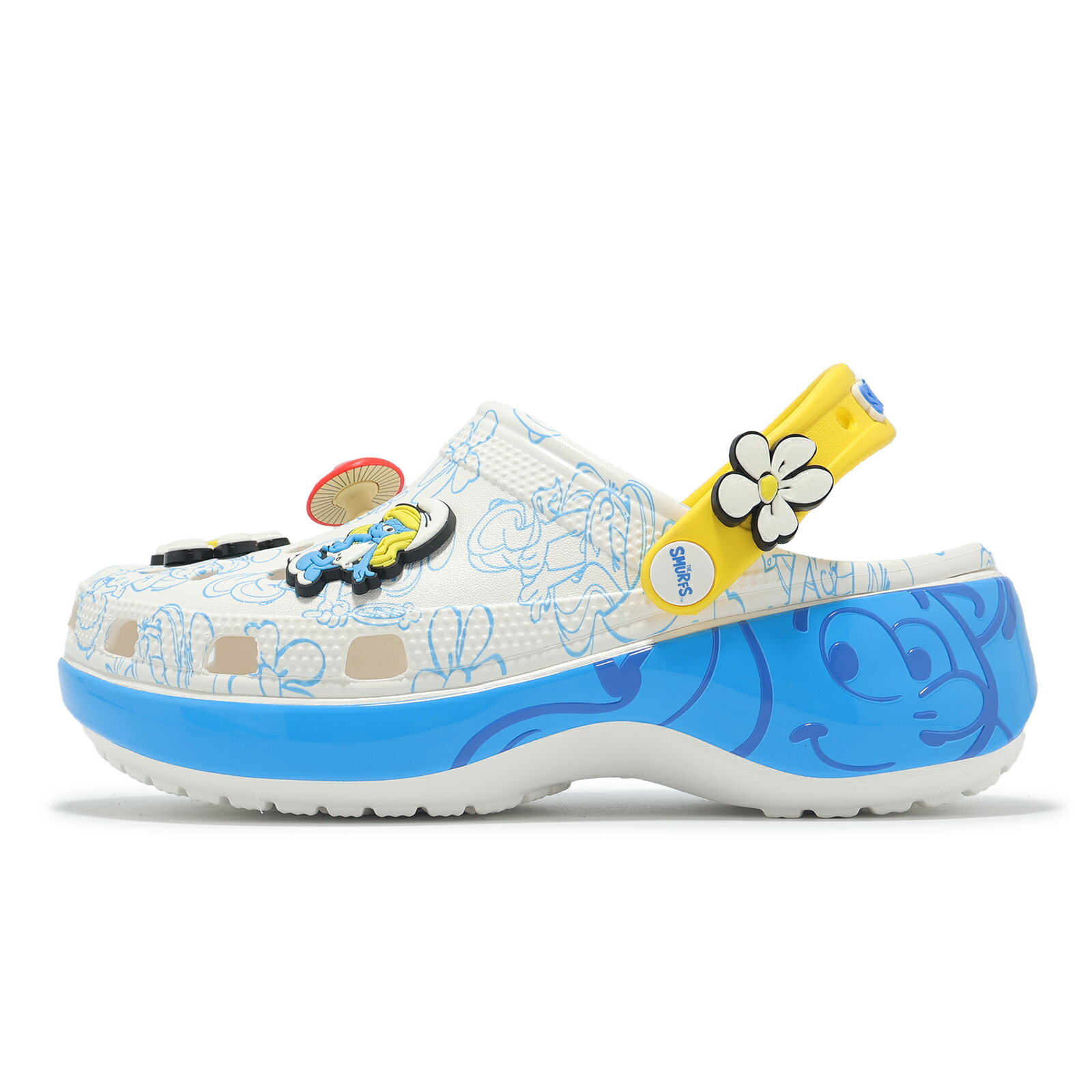 Crocs 洞洞鞋 洞洞鞋 Smurfs Platform Clog 女鞋 藍色小精靈 雲朵克駱格 涼鞋 卡駱馳 21082290H