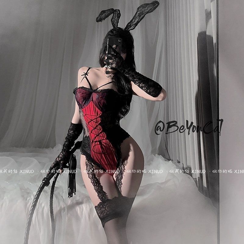 免運 保密出貨 情趣服飾 情趣性感兔女郎透視套裝蕾絲角色扮演小胸暗釦激情開檔制服連體衣 【本商品含有兒少不宜內容】